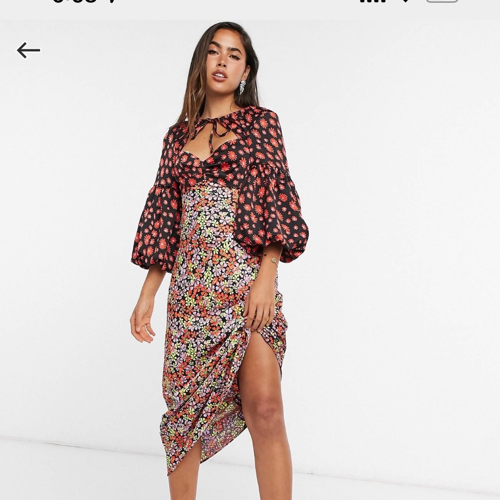 Asos design sweetheart satin midi dress.